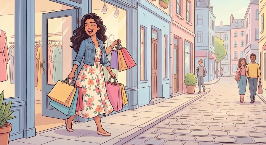 Happy shopping at a women's clothing store in Nagercoil.